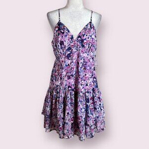 NWT Japna Women's Sundress Purple Floral Size XL Party Dress Ruffle Skirt